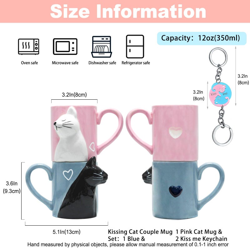 MengCat Couple Gifts Kissing Cat Coffee Mug Set Engagement Gifts for Couples Mr and Mrs Presents Anniversary Wedding Gift for couple 2025 Cute Mugs Gift Cat Mugs for cat Lovers - Image 5